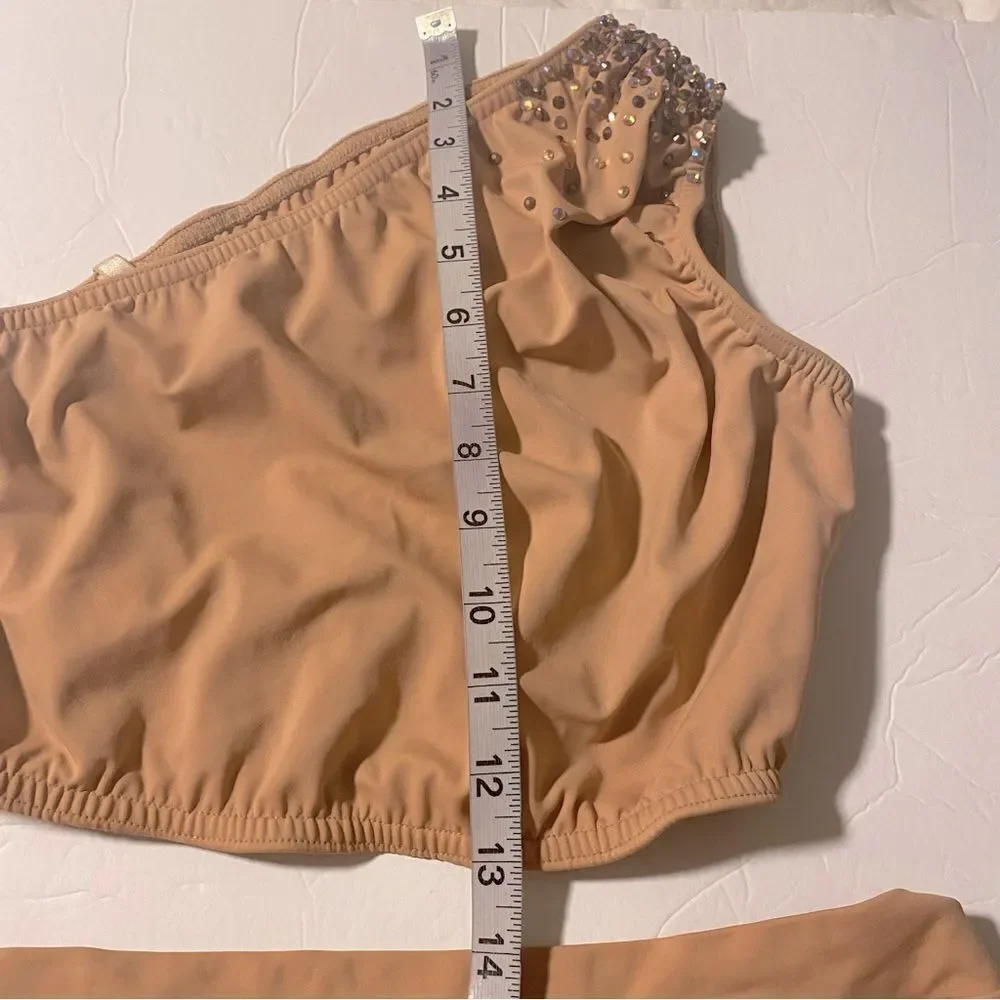 Kelle dance solo custom costume blush 3 piece GODDESS 7046 skirt top trunks LA